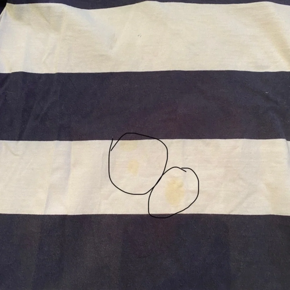 Abercrombie Boy’s Medium Navy/White Wide‎ Stripe 100% Cotton Rugby Pullover